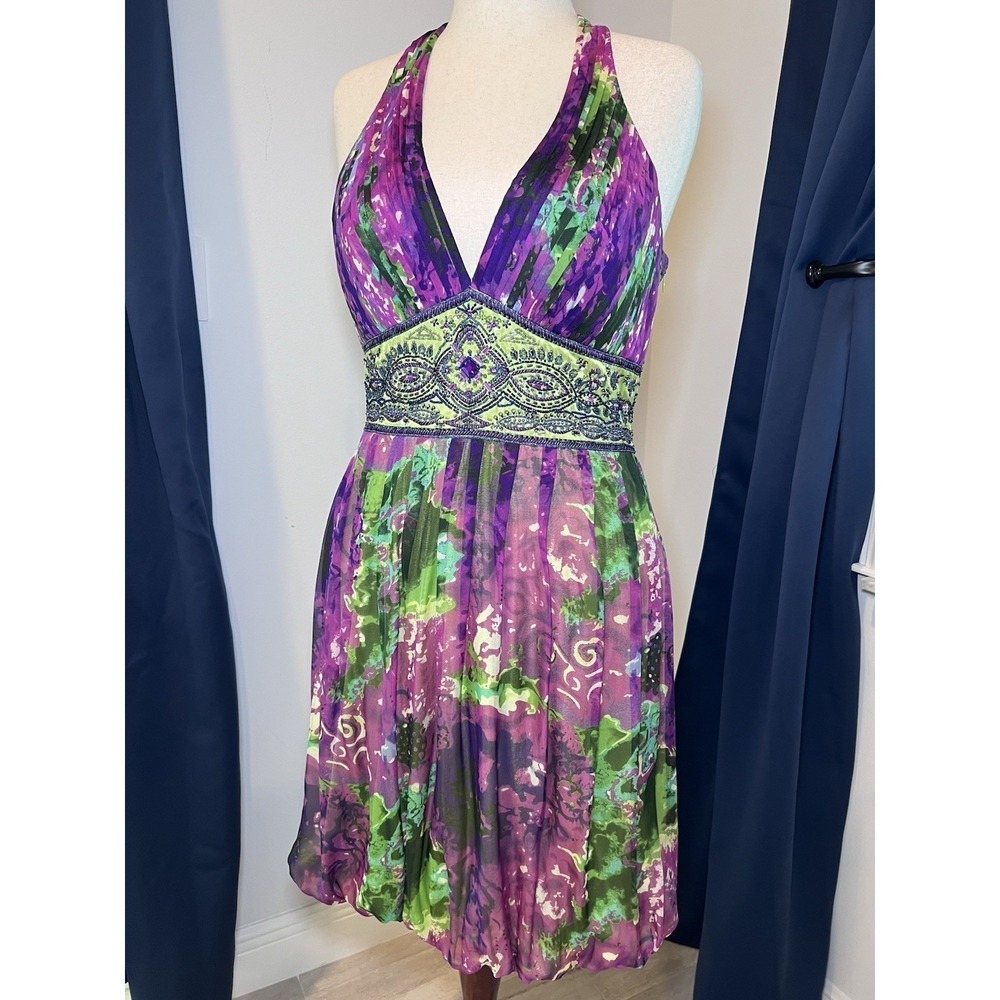 SUE WONG (6-8)VTG Silk Beaded Dress Y2K Fairy Dress Whimsy Fairycore Babydoll